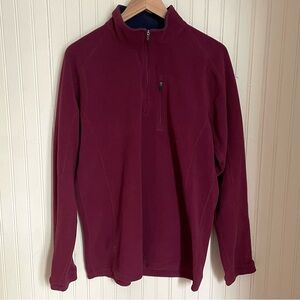 L.L. Bean Men's Burgundy Quarter-Zip Fleece Pullover